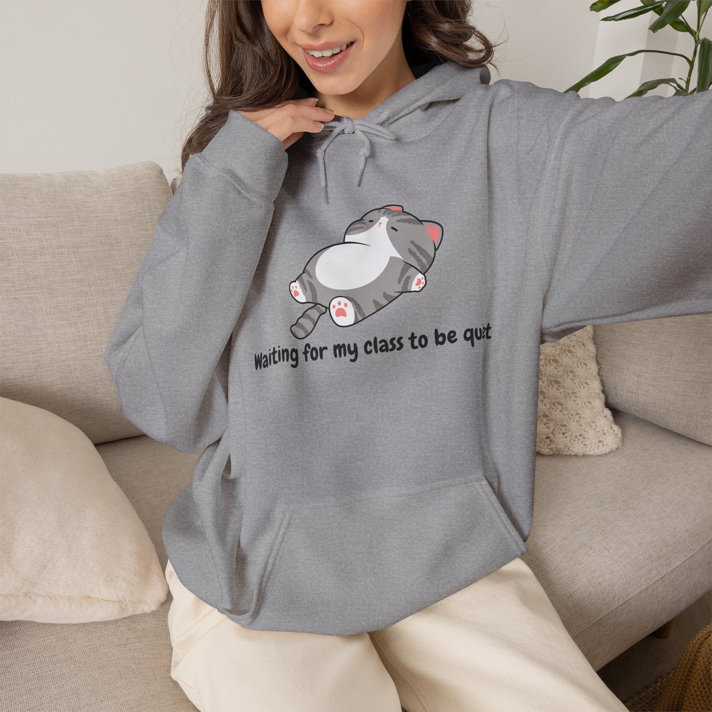 Waiting for my class comfy sweater – "Waiting for my class to be quiet" Cozy TeacherSweatshirt