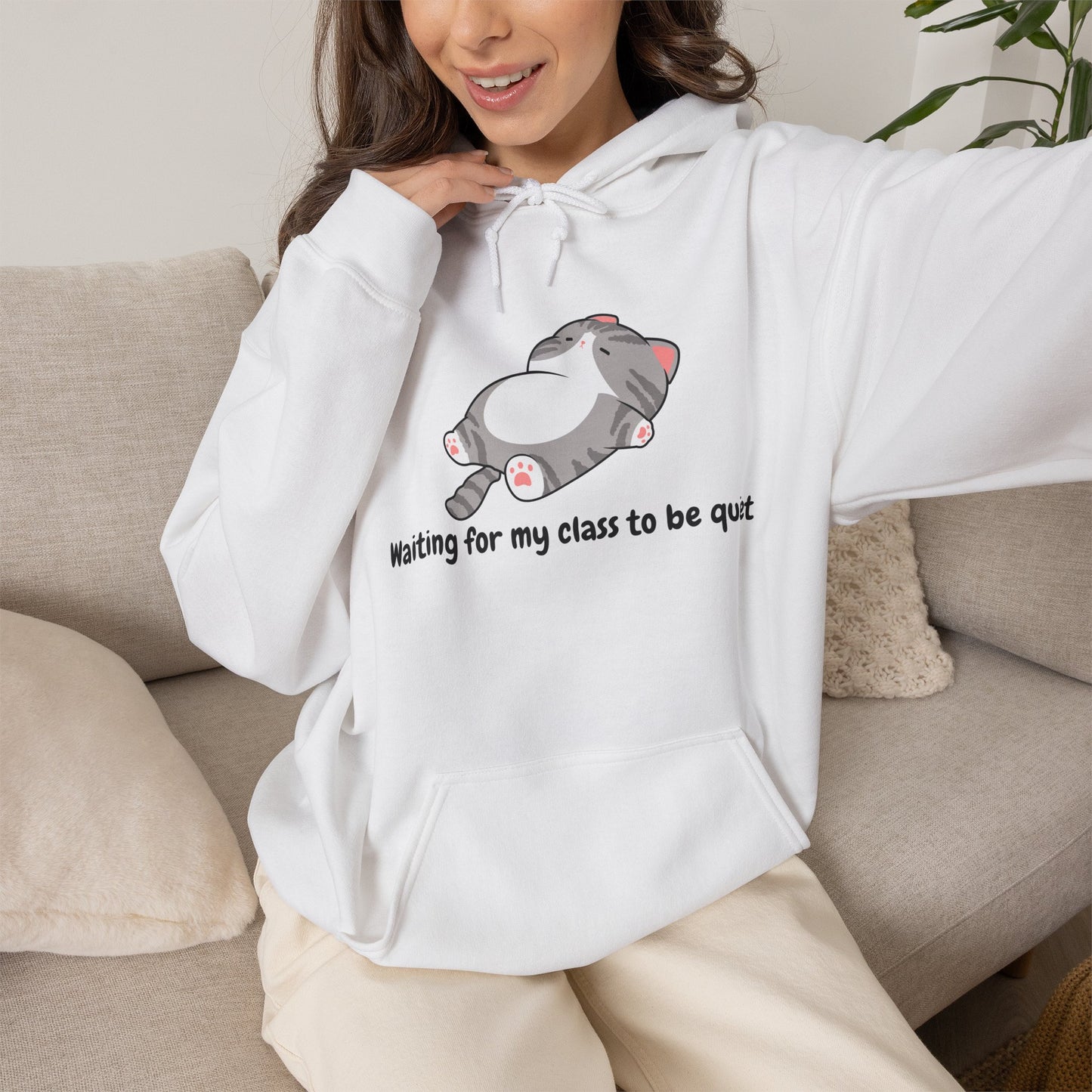 Waiting for my class comfy sweater – "Waiting for my class to be quiet" Cozy TeacherSweatshirt