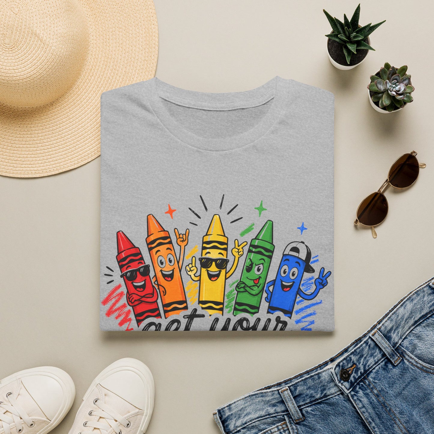 Get Your Crayon On T-Shirt — Colorful Kids & Teacher Graphic Tee
