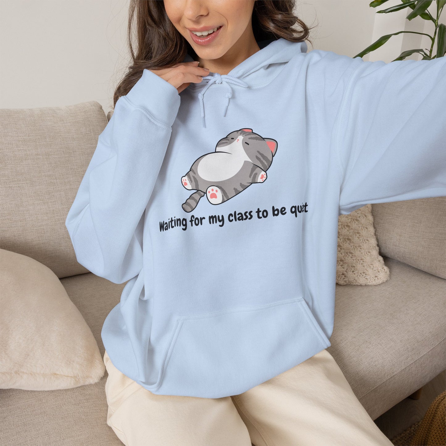 Waiting for my class comfy sweater – "Waiting for my class to be quiet" Cozy TeacherSweatshirt