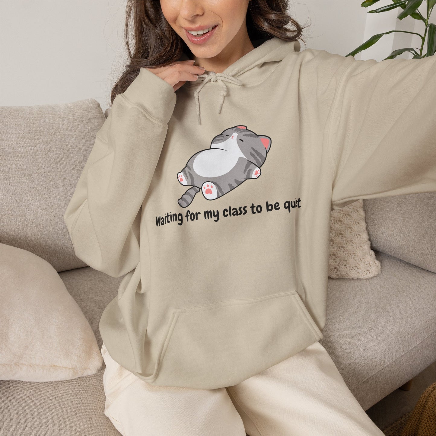Waiting for my class comfy sweater – "Waiting for my class to be quiet" Cozy TeacherSweatshirt