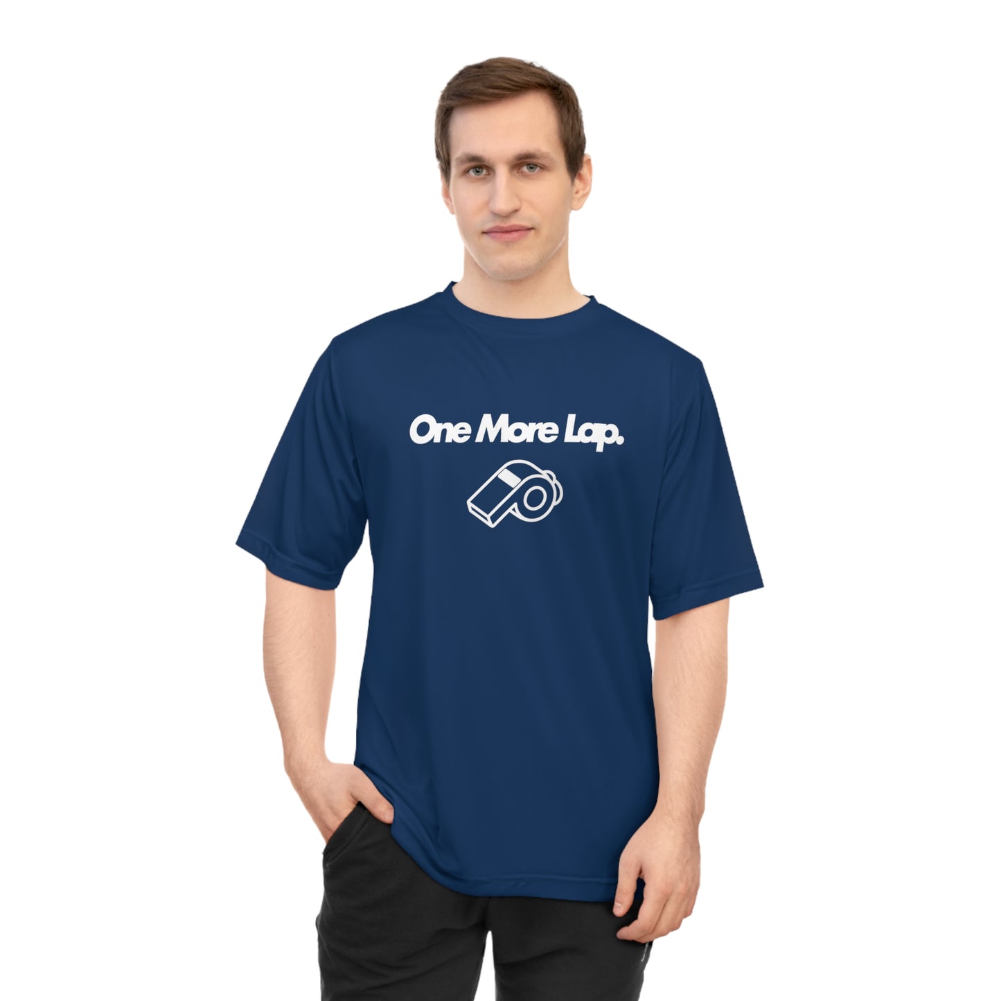 One More Lap Performance T-Shirt — Running & Fitness Tee with Whistle Graphic